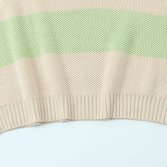 Striped One-Shoulder Bow Sweater