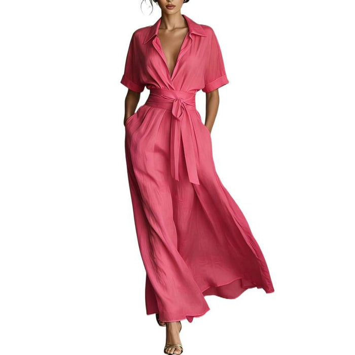 Solid Cinched-Waist Dress