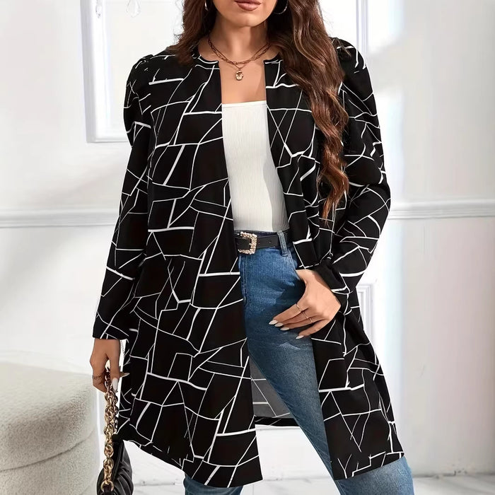 Plus-Size Printed Relaxed Cardigan