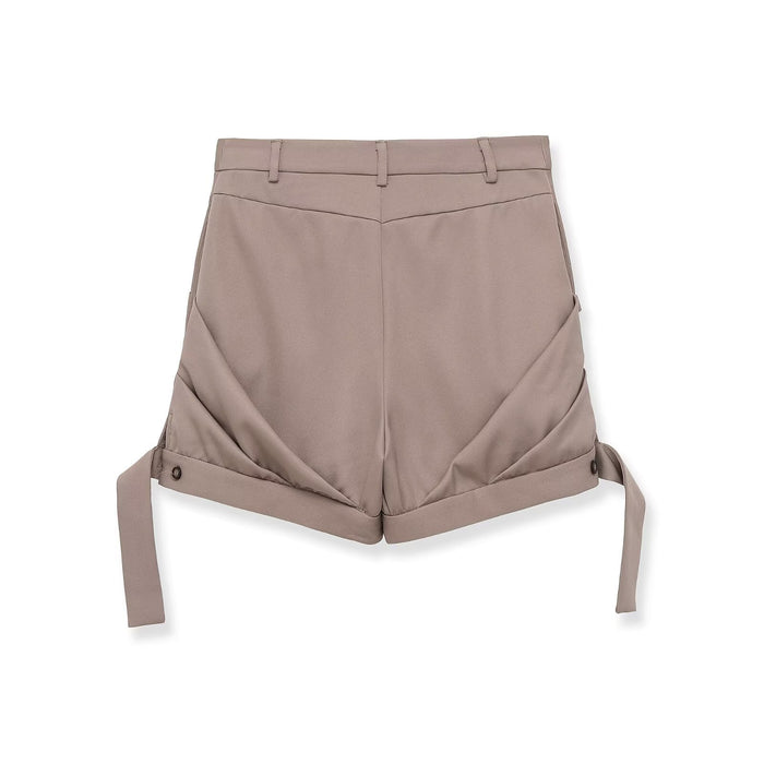 Mid-Rise Pleated Casual Shorts