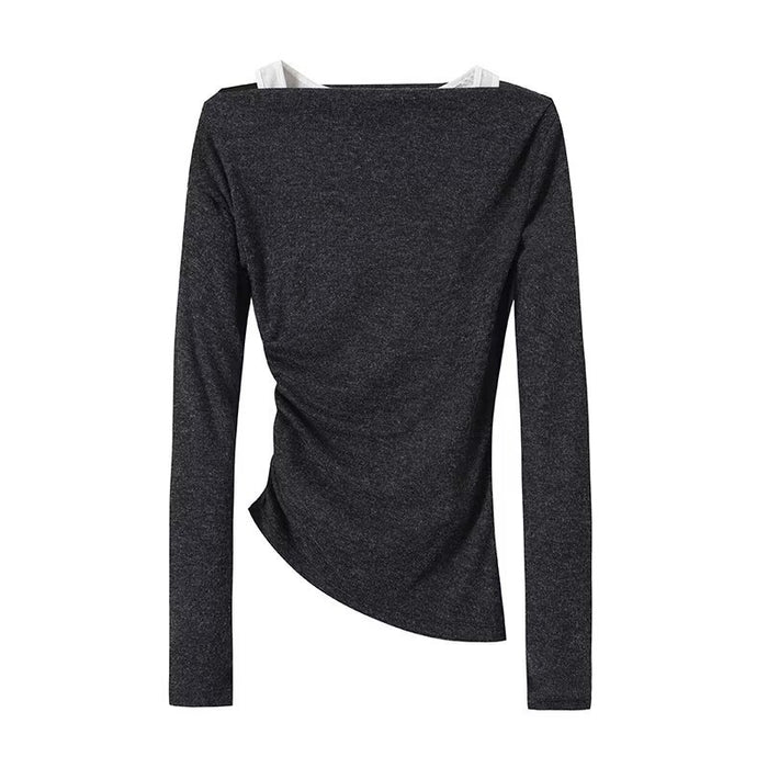 Pull en tricot chic à manches longues et blocs de couleurs
