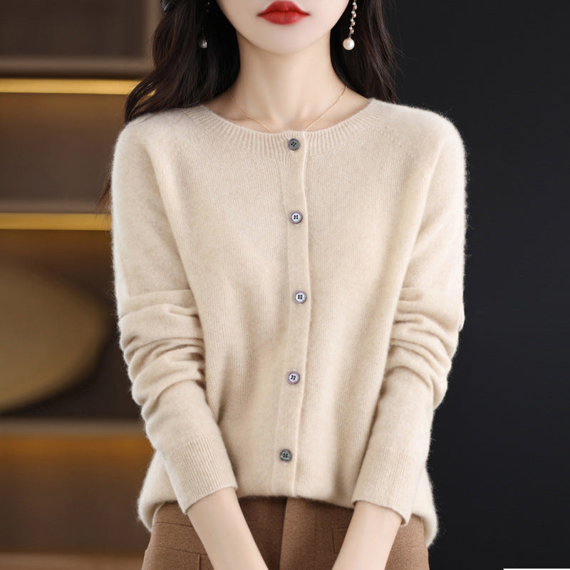 Textured Wool-Blend Knit Cardigan