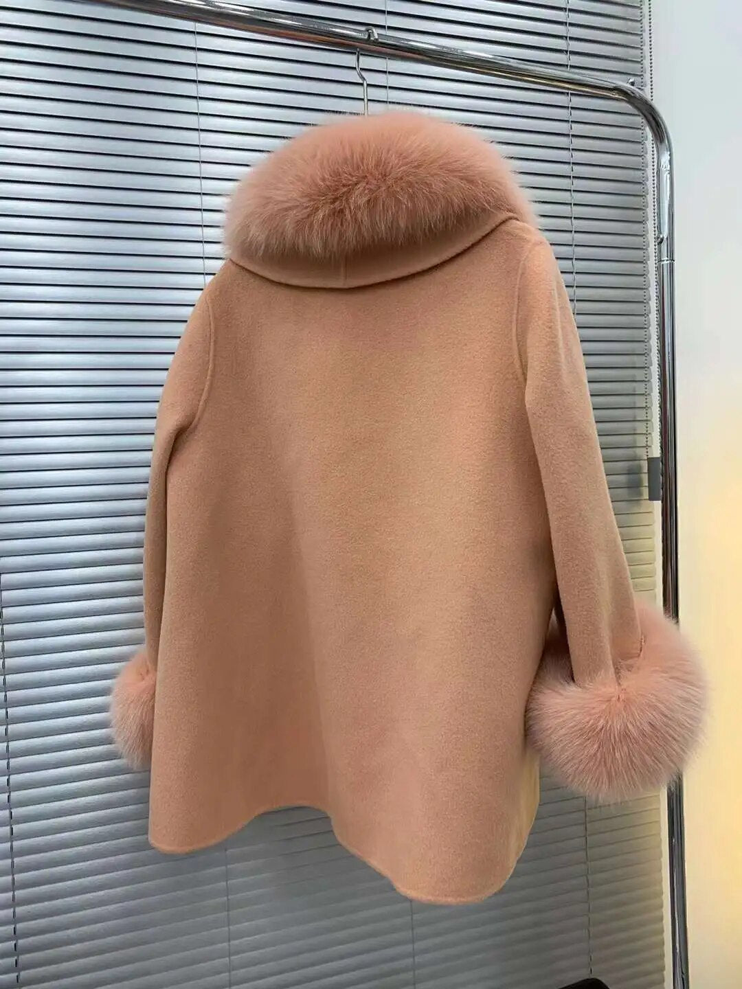 Fox-Fur Trim Wool-Blend Cape product image 2