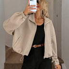 High-Neck Drawstring Utility Jacket