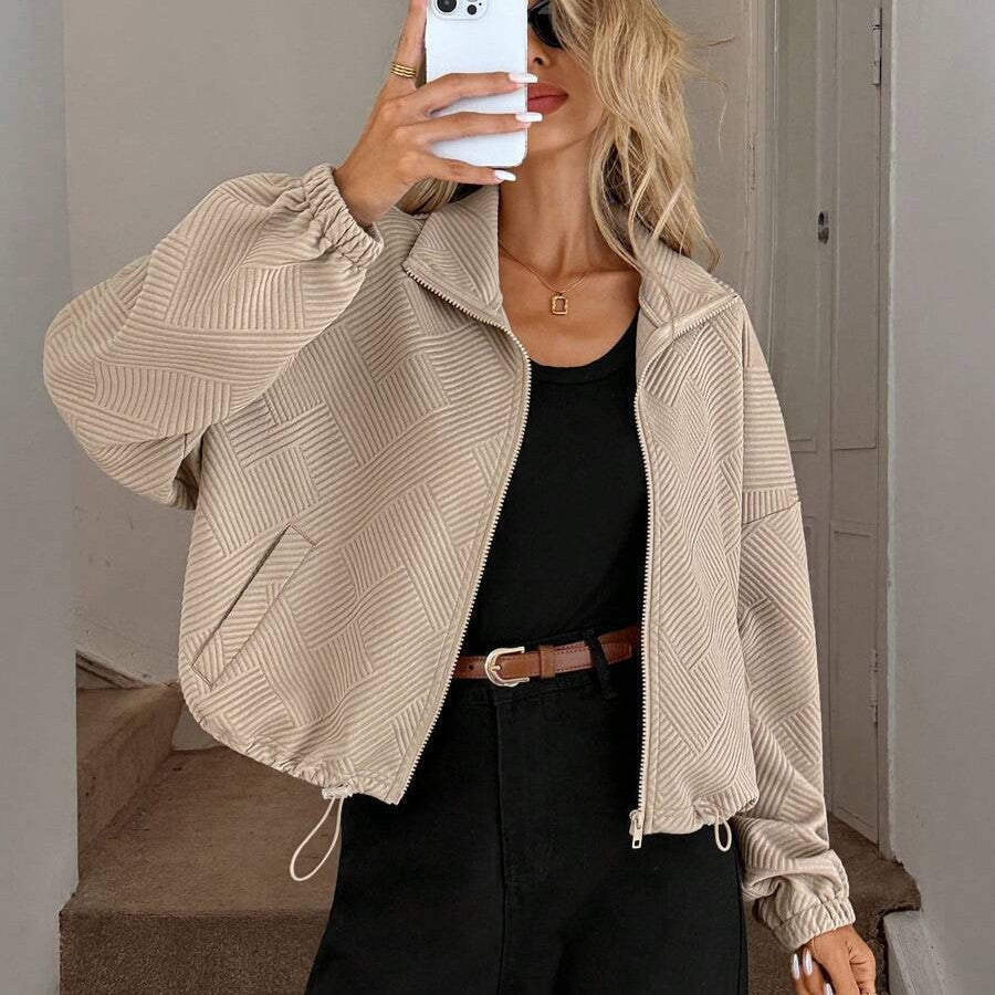 High-Neck Drawstring Utility Jacket