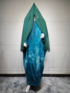Robe longue imprimée pour femme avec gilet et foulard intégré