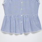 Plaid Lace-Trim Sleeveless Shirt