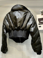Cropped Spliced Puffer Jacket