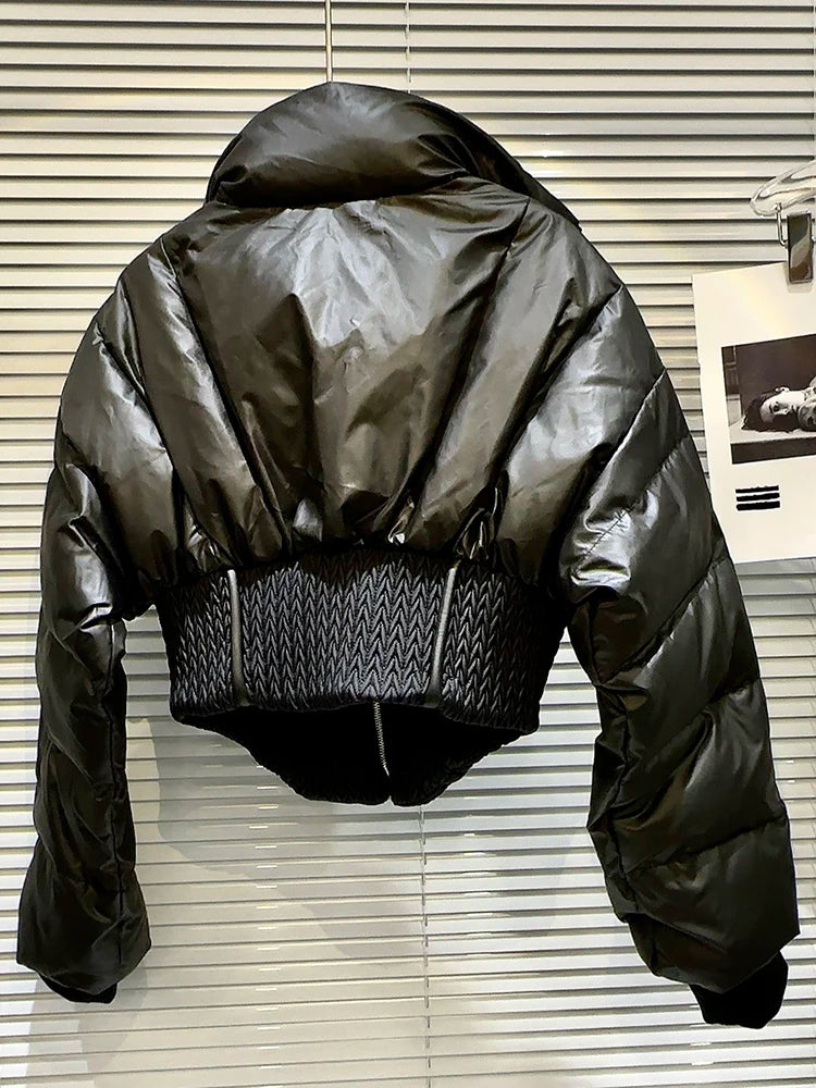 Cropped Spliced Puffer Jacket