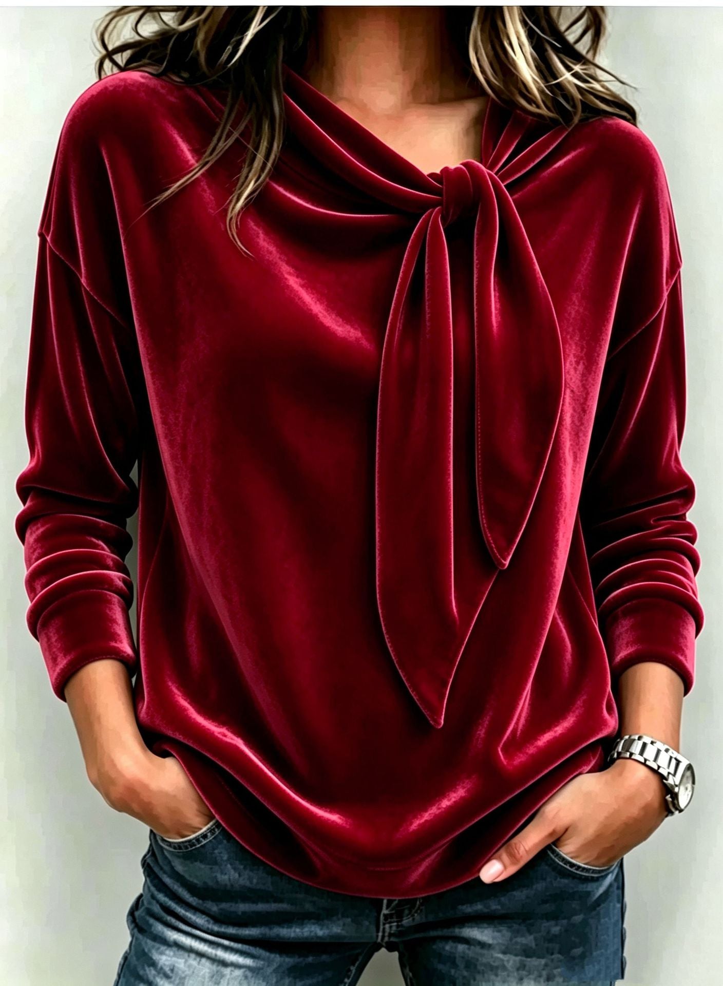 Bow-Tie Long-Sleeve Top