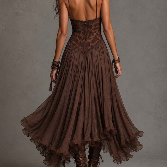 Vintage-Print Chiffon Maxi Dress