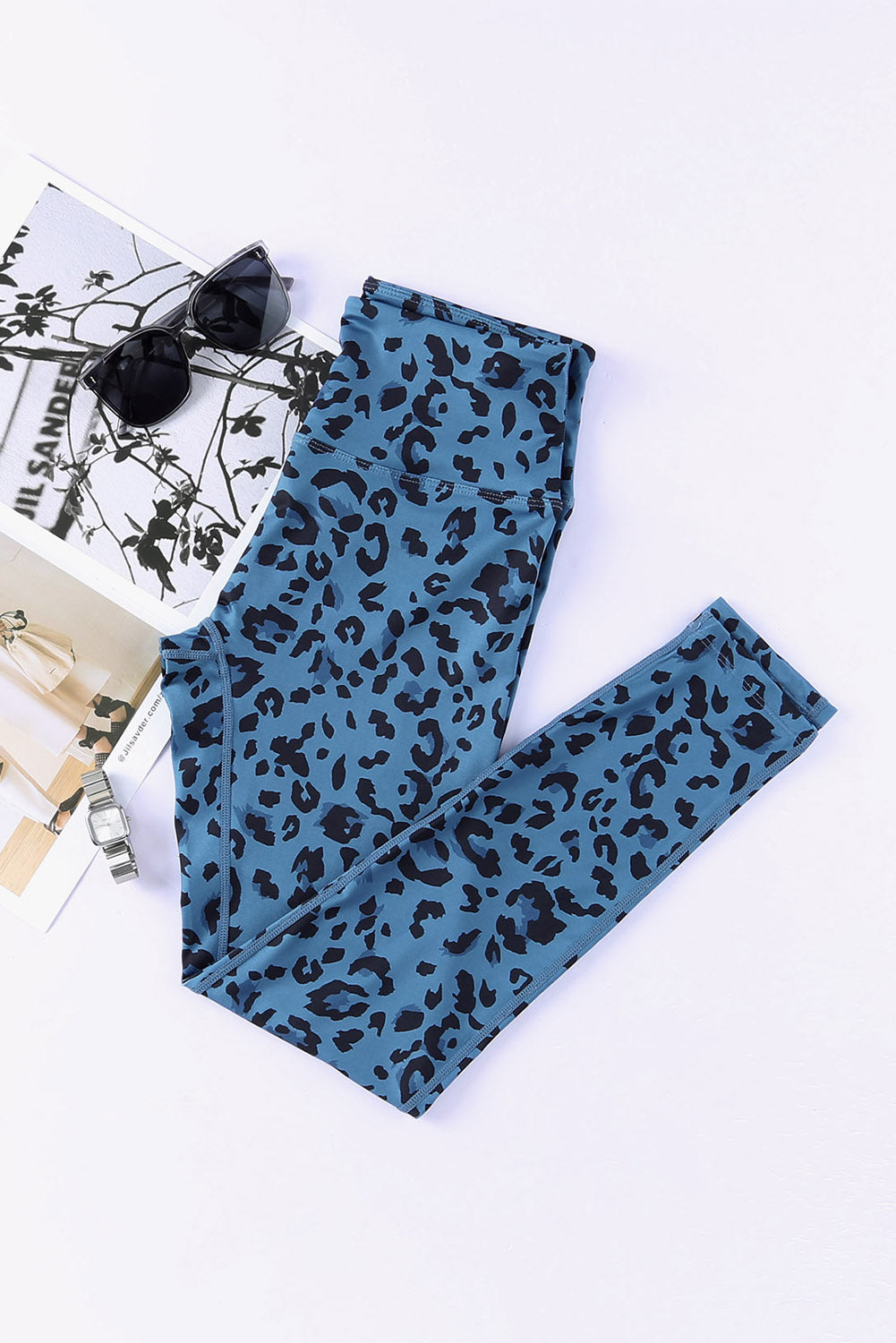 Green Leopard-Print Active Leggings - view 8