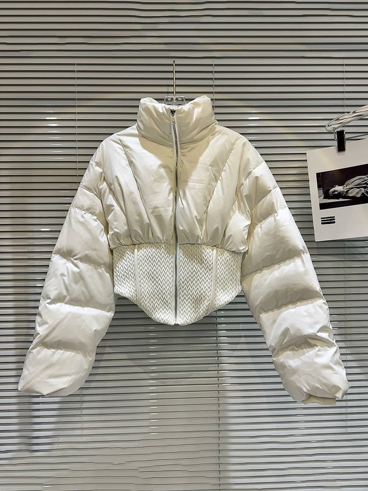 Cropped Spliced Puffer Jacket