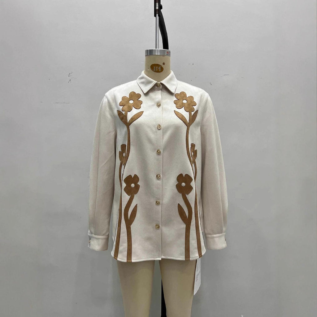 Haut/veste de style col à imprimé floral