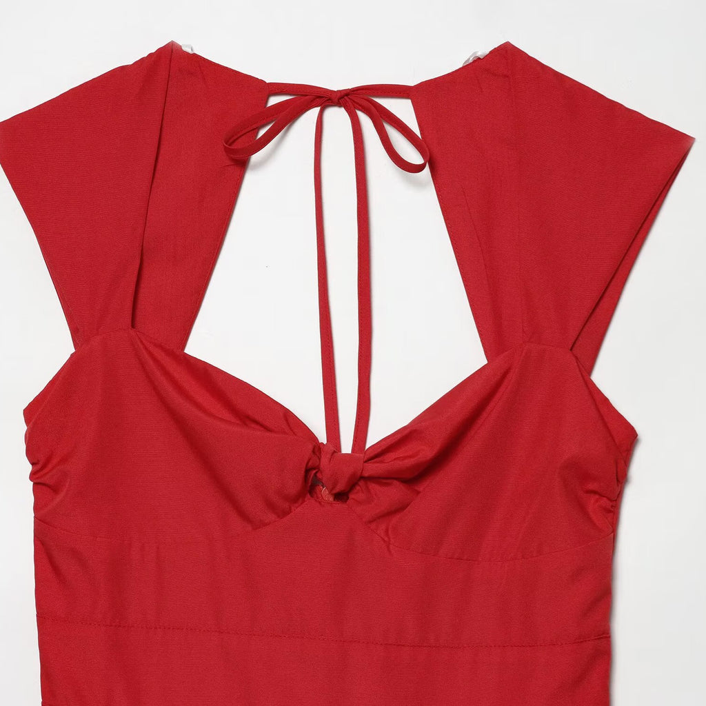 Robe sans manches à encolure carrée et dos nu torsadé