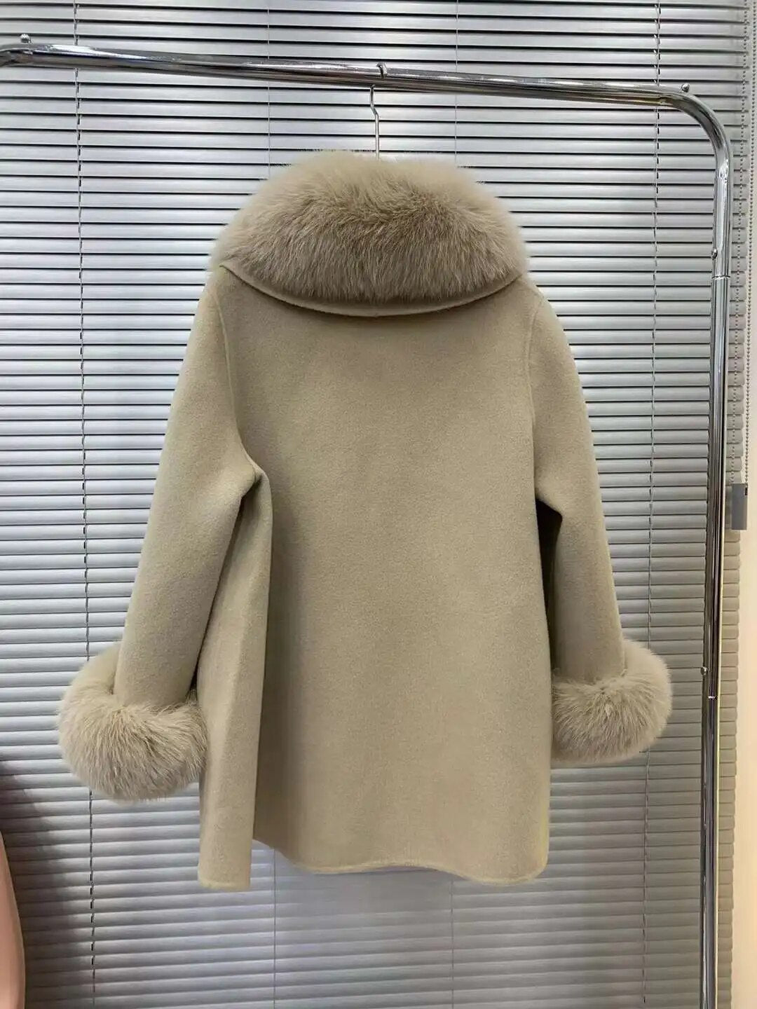 Fox-Fur Trim Wool-Blend Cape product image 10