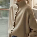 Stand-Collar Single-Button Knit Cardigan - view 3