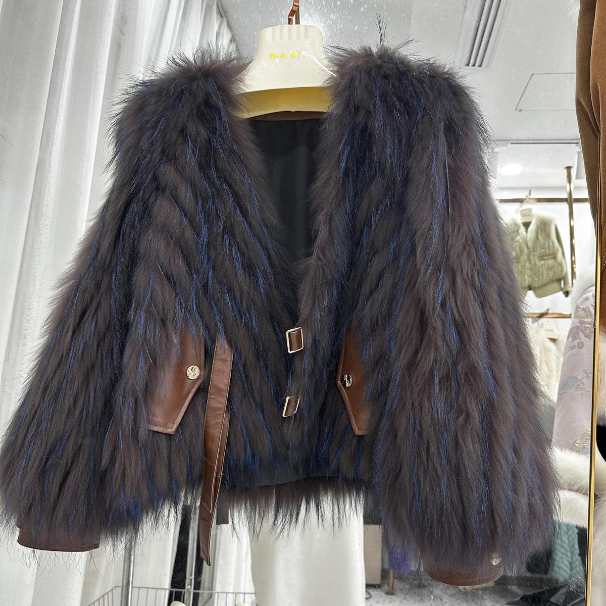 Striped Raccoon-Fur Short Coat product image 8