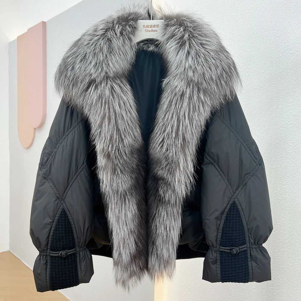 Duck Down Puffer with Silver Fox Fur Collar - view 3