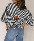 Striped Bow-Back Pullover Top
