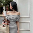 One-Shoulder Pleated Maxi Dress — product image 17