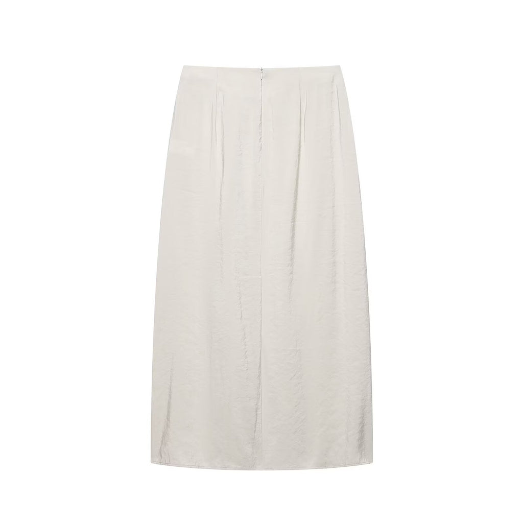 Elegante falda midi con pañuelo anudado y pliegues