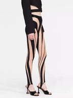 Legging color block en mesh à découpes et avec étriers