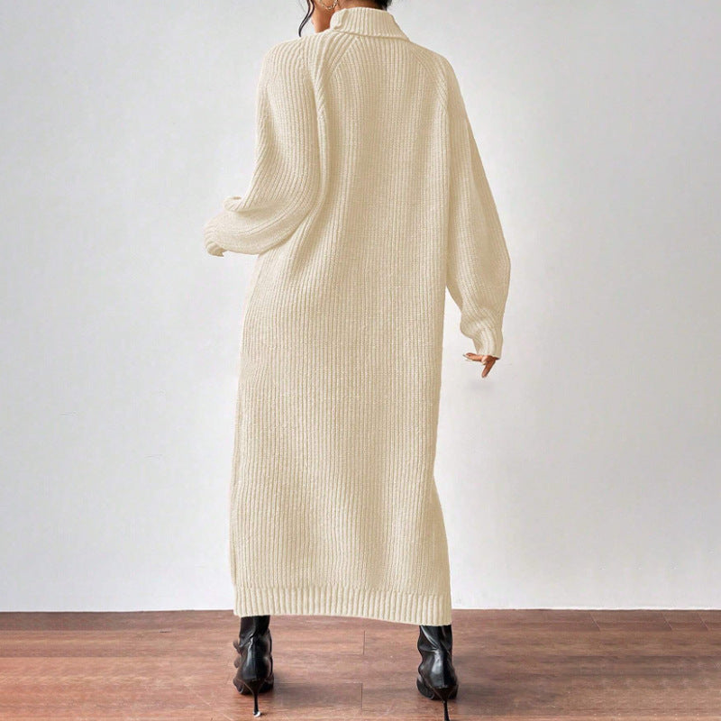 High-Neck Knit Maxi Dress