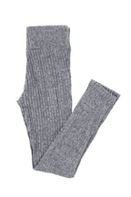 Legging en maille texturée côtelée à large ceinture gris foncé