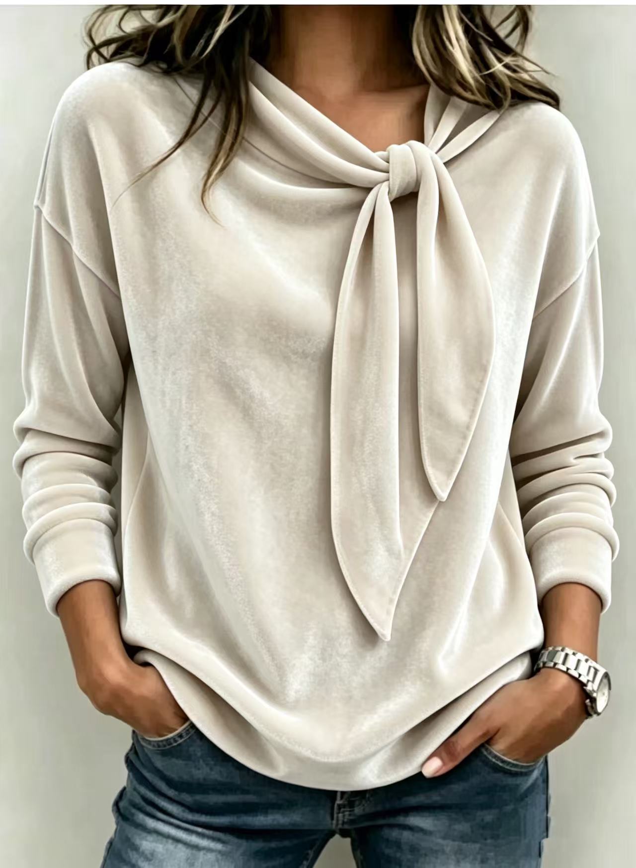 Bow-Tie Long-Sleeve Top