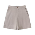 Short décontracté ample en lin, coupe droite