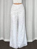 Classic High-Waist Wide-Leg Trousers in Cream white