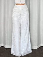 Classic High-Waist Wide-Leg Trousers in Cream white
