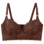 Soutien-gorge sans coutures en dentelle pour femme avec armatures, push-up, maintien latéral, anti-affaissement, décolleté plongeant, grande taille