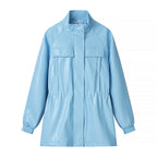 Stand-Collar Belted Faux-Leather Jacket