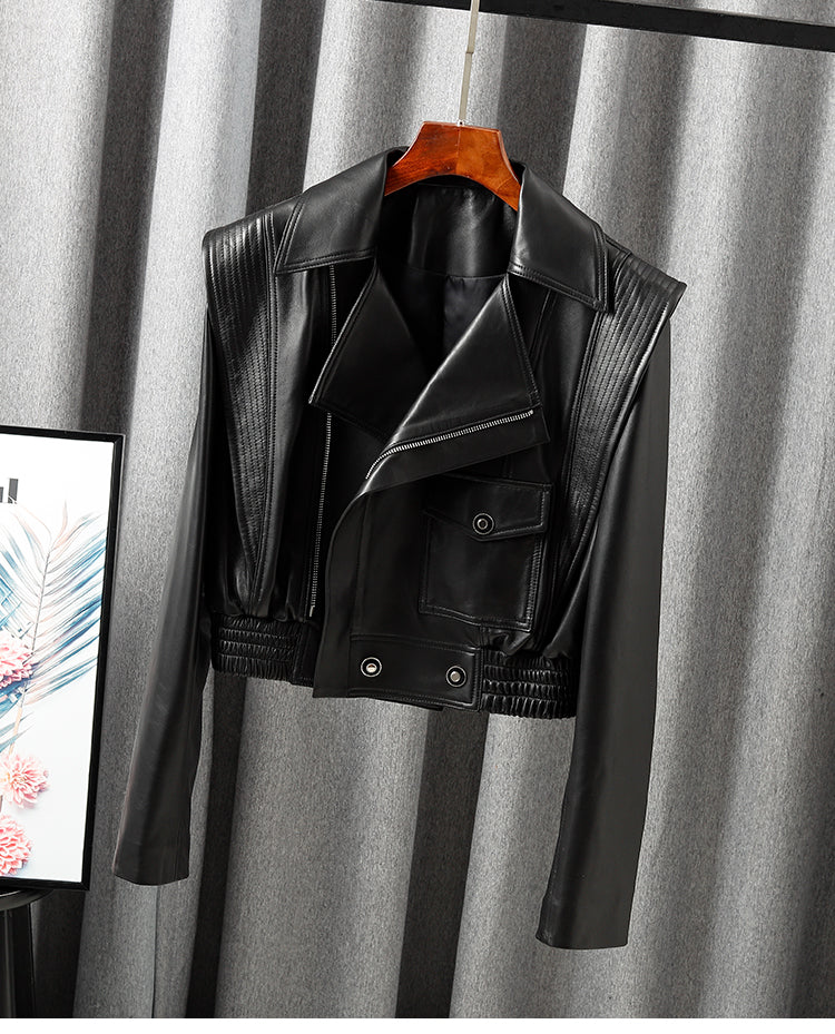 Oversized Genuine Leather Biker Jacket product image 4