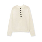 Button-Front Ribbed Knit Sweater