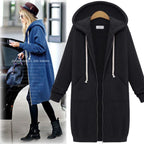 Oversized Fleece-Lined Hooded Zip Jacket