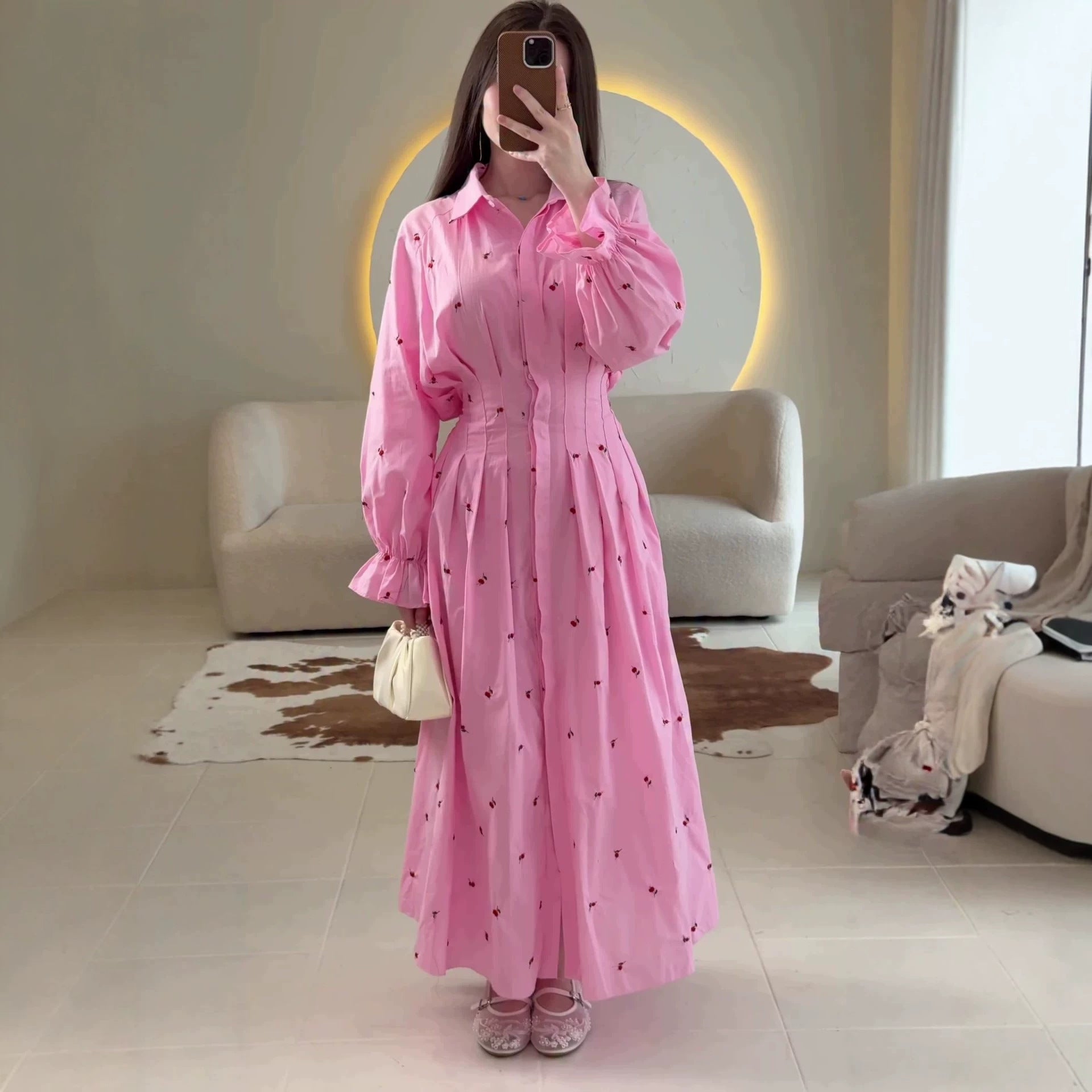 Floral Lapel Midi Dress