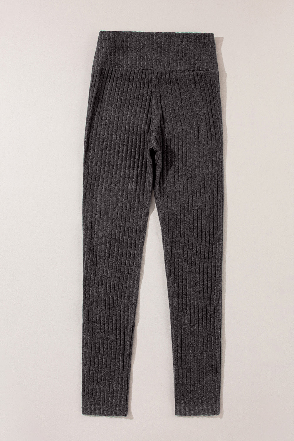 Legging en maille texturée côtelée à large ceinture gris foncé
