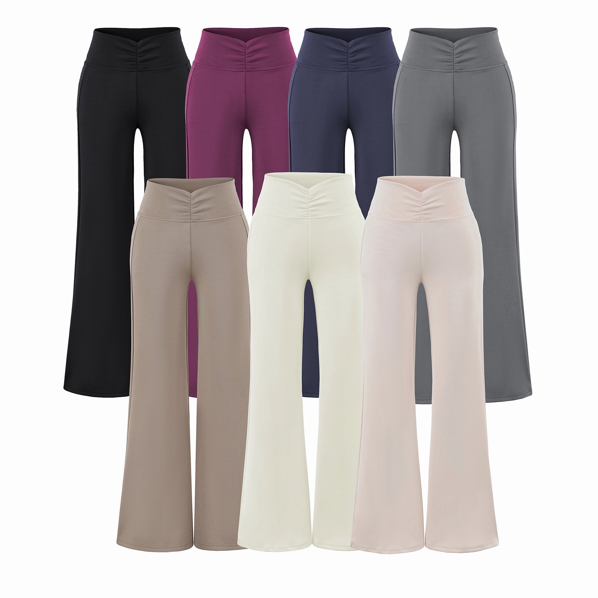 Pantalones casuales acampanados de yoga para mujer, de tejido fluido, cintura media elástica y tacto frío