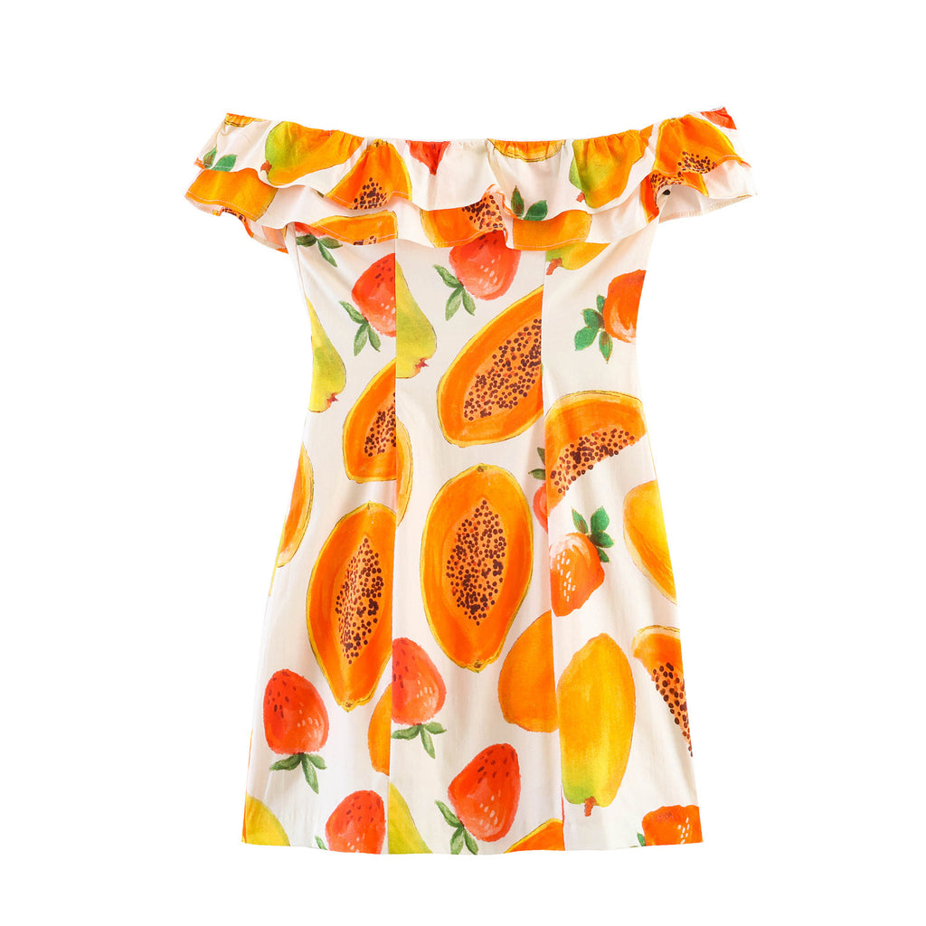 Robe décorative étagée imprimée fruits