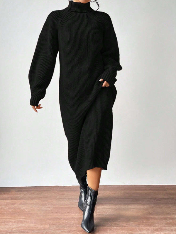 High-Neck Knit Maxi Dress