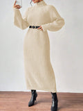 High-Neck Knit Maxi Dress