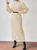 High-Neck Knit Maxi Dress