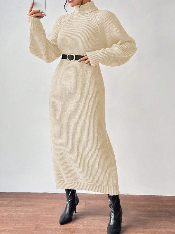 High-Neck Knit Maxi Dress