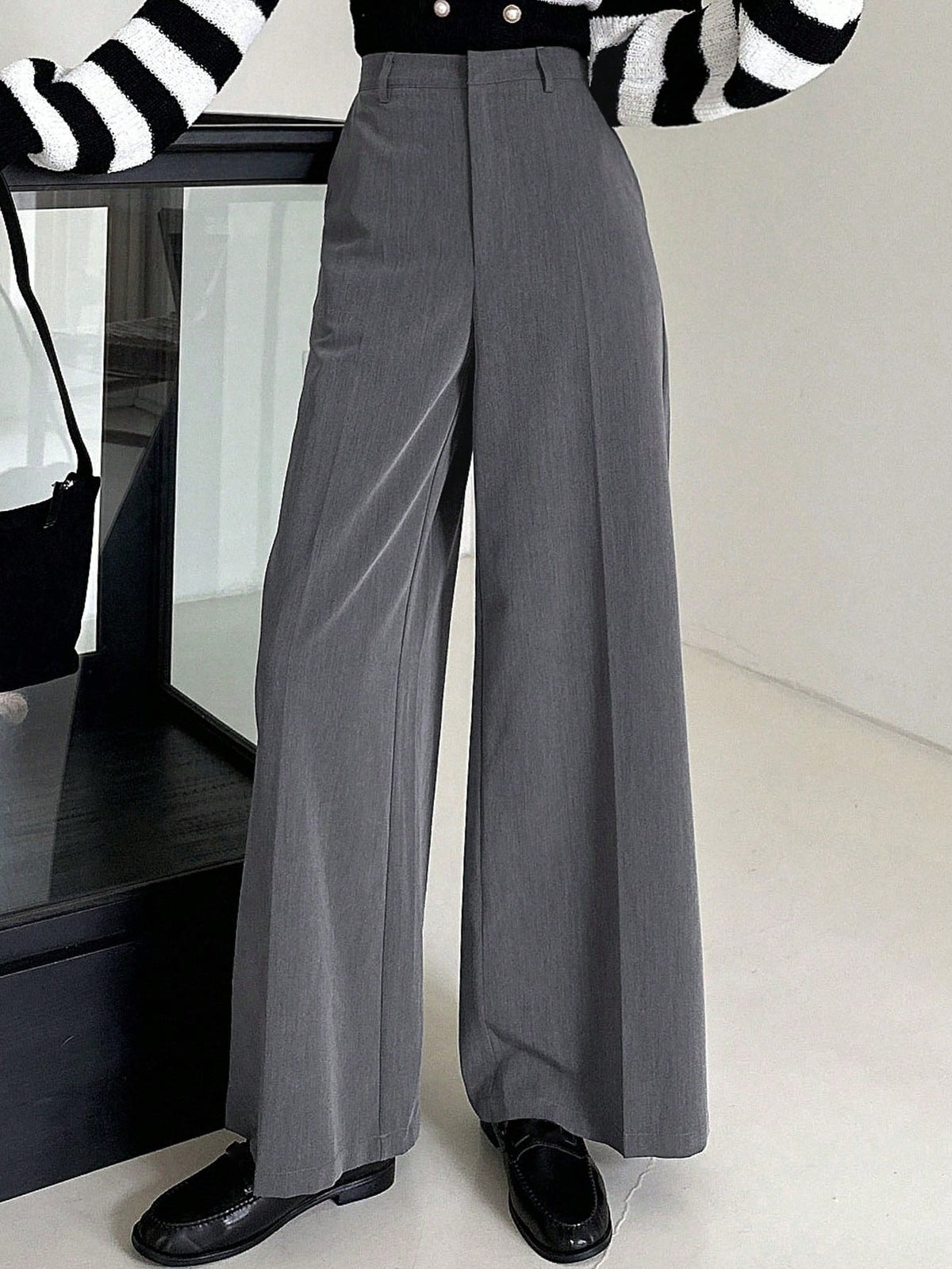 High-Waist Straight-Leg Suit Trousers