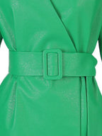 Puff-Sleeve Belted Faux Leather Jacket - view 3