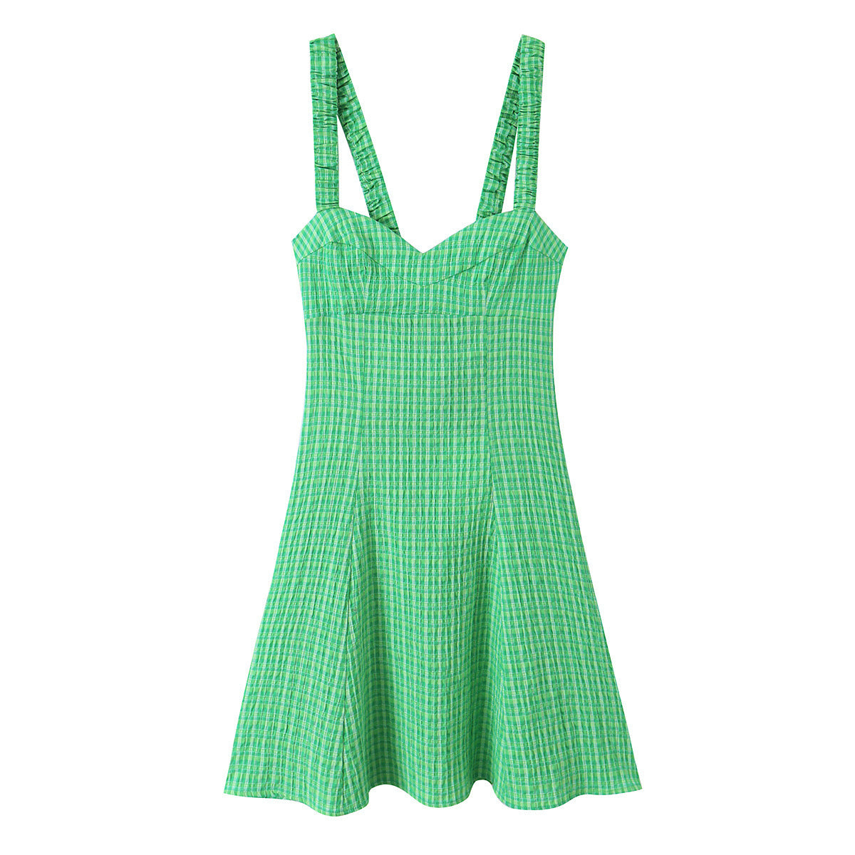 Vestido corto de tirantes con estampado de cuadros y estilo picante