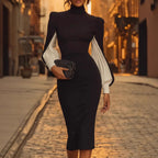 Elegante Vestido Tubo de Cuello Alto con Abertura Lateral de Verano
